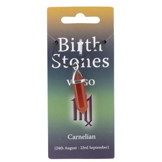 Virgo, Carnelian Birthstone Pendant on Thong (10pcs) NETT