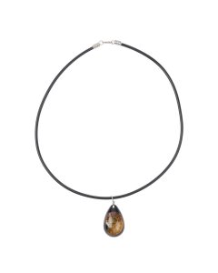 Genuine Cretaceous Ammonite Pendant on Rubber Thong Necklace – 53cm