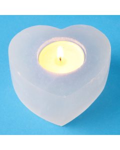 Selenite Heart T-light holder, 8cm (1pc)