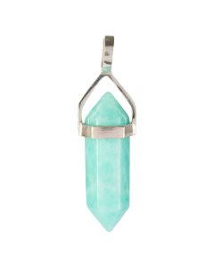Amazonite Double Point Pendant, Silver Plated (1pc)