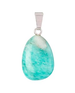 Amazonite Tumblestone Pendant, Silver Plated Bail (1pc)