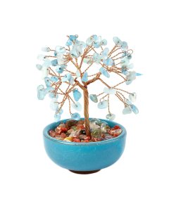 Aquamarine Gemstone Tree in Cup, 115mm (1pc) NFD