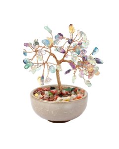 Rainbow Fluorite Gemstone Tree in Cup, 115mm (1pc) NFD