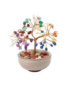 Mixed Gemstone Tree in Cup, 115mm (1pc) NFD