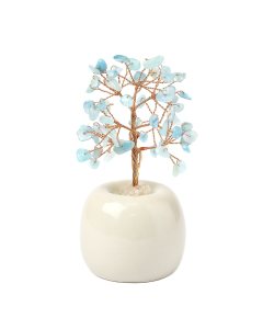 Aquamarine Gemstone Tree in Flowerpot, 120mm (1pc) NFD