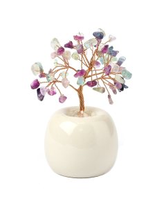 Rainbow Fluorite Gemstone Tree in Flowerpot, 120mm (1pc) NFD