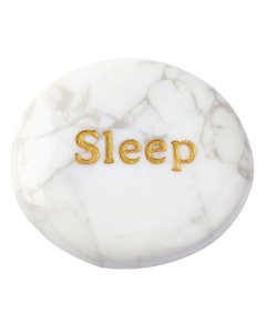 Howlite White Smoothstone with SLEEP etching (1pc)