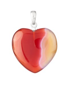 Carnelian Heart Pendant, Sterling Silver, 20mm