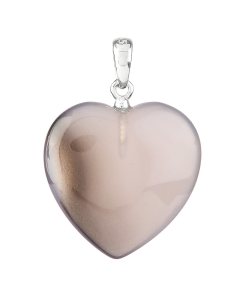 Agate Heart Pendant, Sterling Silver, 20mm