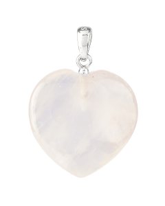 Quartz Heart Pendant, Sterling Silver, 20mm (1pc)