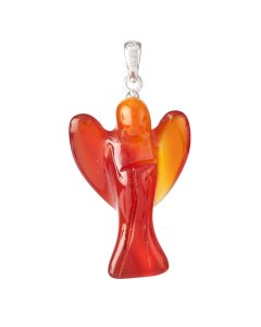 Carnelian Angel Pendant, Sterling Silver, 1" (1pc)