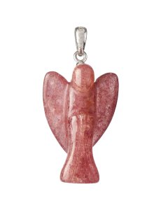 Strawberry Quartz Angel Pendant, Sterling Silver, 1" (1pc)