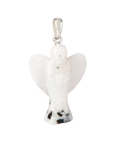 Rainbow Moonstone Angel Pendant, Sterling Silver, 1" (1pc)