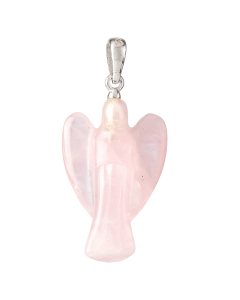 Rose Quartz Angel Pendant, Sterling Silver, 1" (1pc)