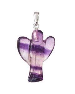 Rainbow Fluorite Angel Pendant, Sterling Silver, 1" (1pc)