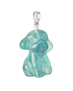Rainbow Fluorite Dog Pendant, Sterling Silver (1pc)
