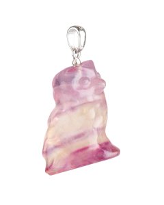 Rainbow Fluorite Owl Pendant, Sterling Silver (1pc)