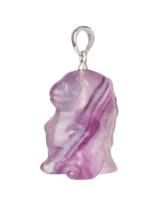 Rainbow Fluorite Cartoon Dinosaur Pendant, Sterling Silver (1pc)