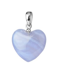 Blue Lace Agate Heart Pendant, 7x15mm, Sterling Silver (1pc)