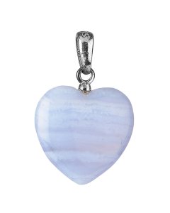 Blue Lace Agate Heart Pendant, 5x15mm, Sterling Silver (1pc)