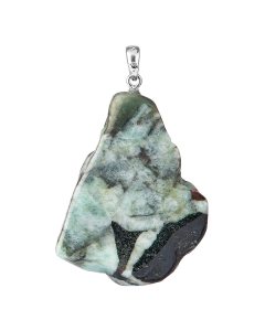 Emerald Natural Edge Slab Pendant, Sterling Silver Bail (1pc)