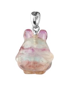 Rainbow Fluorite Cartoon Monster Pendant, 18/22mm, Sterling Silver (1pc)