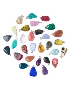 Tumblestone Pendants A Grade Mix,18-25mm, Sterling Silver (30pcs)
