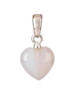 Tiny Agate Heart Pendant, 6x8mm, Sterling Silver (1pc)