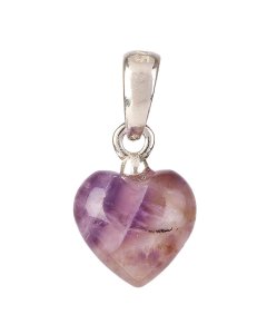 Tiny Amethyst Heart Pendant, 6x8mm, Sterling Silver (1pc)