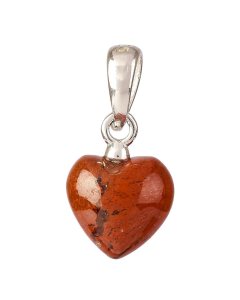 Tiny Red Jasper Heart Pendant, 6x8mm, Sterling Silver (1pc)