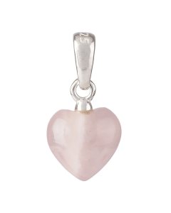 Tiny Rose Quartz Heart Pendant, 6x8mm, Sterling Silver (1pc)