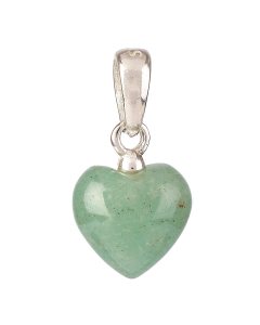Tiny Green Aventurine Heart Pendant, 6x8mm, Sterling Silver (1pc)
