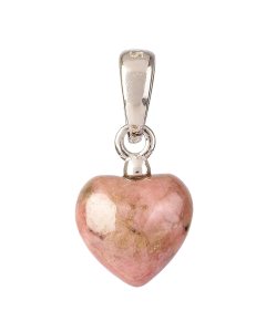 Tiny Rhodonite Heart Pendant, 6x8mm, Sterling Silver (1pc)