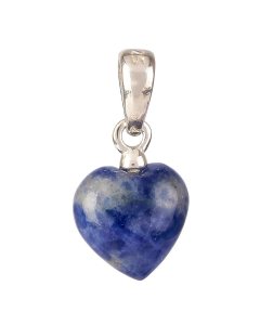 Tiny Sodalite Heart Pendant, 6x8mm, Sterling Silver (1pc)