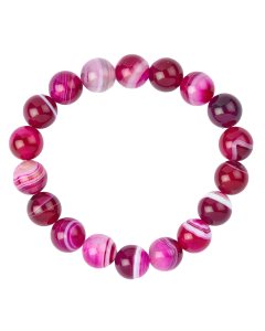 10mm Pink Striped Agate (Dyed) Bead Bracelet (1pc)