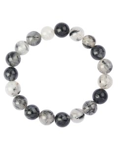 10mm Tourmalinated Quartz Bead Bracelet (1pc)