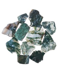 Moss Agate Polished Free Form Slabs, 5/20mm x 50/100mm (KGS)