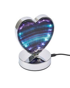 Fluorite Heart Lamp, Silver Plated, USB (1pc) NFD
