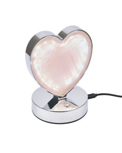 Rose Quartz Heart Lamp, Silver Plated, USB (1pc) NFD