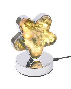 Moss Agate Flower Lamp, Silver Plated, USB (1pc) NFD