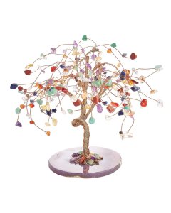Chakra Willow Gem Tree with Agate Slice Base (1pc) NFD