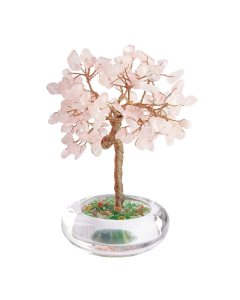 Rose Quartz Gem Tree with Clear Bowl (1pc) NFD