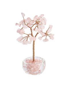 Mini Rose Quartz Tree with Clear Cup (1pc)