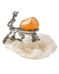 Miner in Quartz Geode with Assorted Stone (1pc)