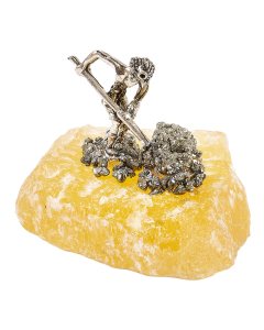 Amber Fluorite chunk with Miner (1pc) NFD