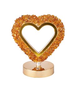 Amber Chip Heart Lamp, Gold Edge (1pc) NFD
