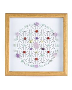 Crystal Grid Flower of Life in Deep Wood Frame (1pc) NFD