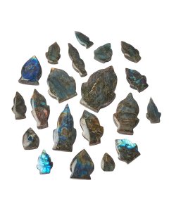 Labradorite Leaf Carvings, Assorted Sizes (kg) NFD