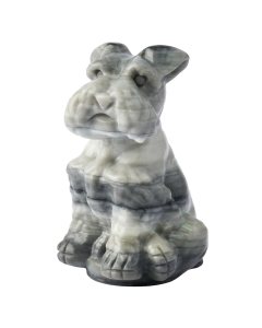 Zebra Calcite Schnauzer Carving, 8cm (1pc) NFD
