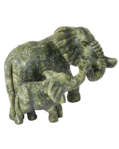 Snakeskin Jasper Mother and Child Elephant Carving (1pc) NFD
